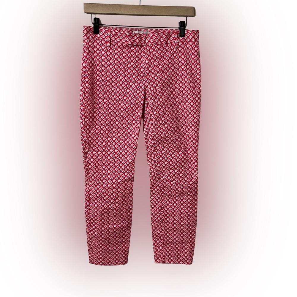 GAP Slim Cropped Vibrant Red and White Geometric Skinny Pants, Comfortable. Sz 0